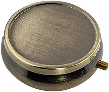 Small Pill Box, 3 Compartment Metal Pill Case, Pills Organizer Daily, Emergency Medicine Holder, Pills Storage Container with Mirror, Ideal for Purse, Travel, Outdoor, Gym, Bronze