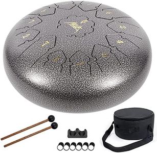 AKLOT Tambour Handpan 12 pulgadas 13 notas Tambour à Languette Steel-drums C Key Percussion Steel Drum Kit Drum Mallets Note Stickers Soporte de mazo y bolsa de concierto