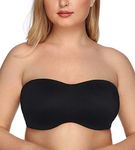 DotVol Women's Strapless Bandeau for Large Bust Unlined Seamless Underwire Minimizer Bras(Black，32DDD)