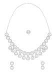 ZAVERI PEARLS Silver Tone Dazzling Austrian Diamonds Necklace Earring & Ring Set For Women-ZPFK17289