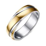 Custom Ring Bands for Women Stainless Steel, Two Tone 6MM Wedding Rings and Bands Silver Gold Engagement Rings and Wedding Ring Size 7