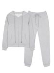 REORIA Women Zip Up Hoodie and Slim Long Pants Warm Cotton Lounge Wear Sets Two Piece Outfit Thick Long Sleeve Tracksuits Full Set Co Ord Sets With Pockets Light Grey XXL