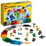 LEGO 11015 Classic Around the World Building Bricks Set, Construction Toy with 15 Animal Figures, Gifts for 4 Plus Year Old Kids, Girls and Boys, Multicolour