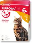 Beaphar | FIPROtec Spot-On for Cats | Kills Fleas & Ticks | Vet Strength Treatment | Easy to Apply | Suitable for Cats & Kittens from 8 Weeks of Age, Weighing more than 1kg | 6 Pipettes