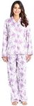 Casual Nights Women's Long Sleeve Notch Collar Floral Pajama Set - Light Purple - X-Large