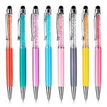 TIESOME Crystal 2 in-1 Touch Screen Ballpoint Pen, 8Pcs Crystal Stylus Pen Bling Ballpoint Pens Capacitive Writing Pens for Touch Screens Office School Stationery Supplies