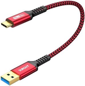 SUNGUY Cavo USB C, 0.3M USB 3.1 Gen 2 Cavo Type C Ricarica Rapida, 10Gbps Cavo Dati usb Type C per Android Auto，Samsung A53 S22 S21, XIAOMI, Google Pixel 6-Rosso