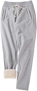 Gihuo Women's Sherpa Lined Sweatpants Winter Warm Fleece Lined Sweatpants with Pockets Fleece Jogger Pants Athletic (2# Light Grey, Small)