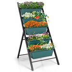 COSTWAY 5-Tier Raised Garden Bed, Vertical Garden Planter with 5 Removable Trays, Drainage Holes and Foot Pads, Indoor Outdoor Elevated Flower Herb Growing Box for Patio Yard Balcony (Green)