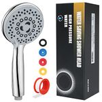 YIBAYUQI Shower Head High Pressure，Water Saving Shower Head with Handheld, Power Shower Head with 5 Modes for Low Pressure Water, with 4 Water Saving Washer, Chrome Finish