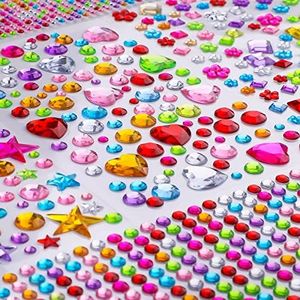 Rhinestone Stickers, 1950pcs Gem Stickers, Self Adhesive Face Gems Stick on, Bling Face Rhinestones for Crafts, Makeup, DIY, Eye, Nail, Assorted Sizes