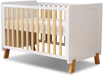 MEICI BABY Alex -3-in-1 Wooden Baby Cot Bed，Baby Crib，Convertible Baby Bed，3 Adjustable Bed Base Positions ，Short Guardrail， Mattress Included，From Birth to 5 Years