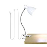 Clip On Reading Light, Desk lamp Eye-Caring Table Lamps, 360°Rotation Gooseneck Clip on Lamp, Portable Reading Book Light, Clamp Light, Study Desk Lamps for Bedroom and Office Home Lighting (White)