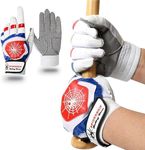 J&S Sporting Spider Grip Baseball Softball Batting Gloves for Mens and Kids (Blue Red, Medium)