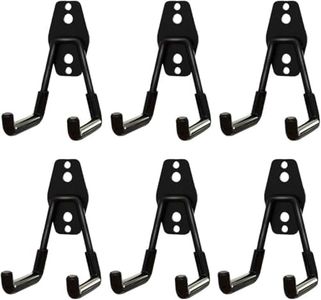 6Pcs Garage Hooks Heavy Duty - Wall Storage Organizer, Black Utility Hooks for Hanging Garden Tools, Hoses and Extension Cords, Steel Hooks, Easy to Install for Garage, Shed or Basement Organization