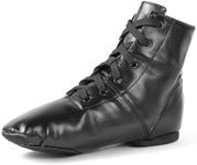 missfiona Jazz Dance Shoes Women's Jazz Shoes Dance Boots Canvas Ballroom Dance Flat, Black (Black Polyurethane), 8 AU