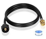 5FT Propane Hose Adapter, Black Propane Tank Hose with Metal Connector for 1lb to 20lb Gas Tanks, Use for Outdoor Cooking, Portable Grill, Heater, Tabletop Stove, Griddle, and Camp Stove