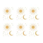 AIBAOBAO Sun Moon Star Wall Stickers, Peel and Stick Wall Decals, Gold Vinyl Wall Art Sticker for Revamping Nursery Bedroom Playroom, Transparent PVC Boho Ethnic Wall Art Decor (6 Sheets)