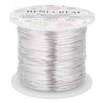 BENECREAT 22 Gauge 850FT Aluminum Wire Anodized Jewelry Craft Making Beading Floral Colored Aluminum Craft Wire - Silver