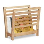 Relaxdays Walnut Newspaper Stand, Shelf, Magazine Holder, Catalogue Storage, HxWxD: 38.5 x 26.5 x 40 cm, Wood, Natural, Brown, 40 x 26.5 x 38.5 cm