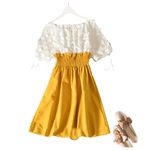 Milkyway Women Trendy Fashion Knee Length Butterfly Look On and Off Shoulder Dress - Yellow (38)