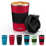 MOMSIV Insulated Coffee Cup with Leakproof Lid, Vacuum Stainless Steel Double Walled Reusable Tumbler for Hot and Cold Water Coffee and Tea in Travel and Car Travel Mug -340 grams