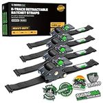 Rhino USA 2”x10’ Retractable E-Track Ratchet Straps: 3,033 Max Break Strength – Perfect for UTV’s, ATV’s and Other Cargo (Black - 4 Pack)