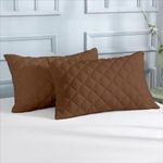 Ayka Waterproof Quilted Pillow Protector 220 GSM Soft Cotton Quilted Pillow Cover Protector Zippered Closure, Protection Against Water Spills & Dustmites- Grey (18 x 28 inch) (Set of 2)