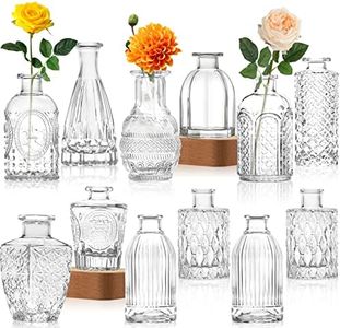 Glass Vase Bud Vase in Bulk Set of 12，Small Vintage Flower Bottle Petite Glass Flower Vase for Floral Arrangements, Decorative Centerpiece,Table Decor,Home Wedding Party