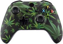 eXtremeRate Green Weeds Faceplate Cover, Soft Touch Front Housing Shell Case, Comfortable Soft Grip Replacement Kit for Xbox One S & Xbox One X Controller Model 1708 - Controller NOT Included