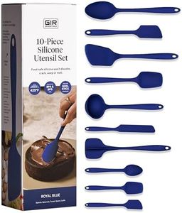 GIR: Get It Right 10-Piece Silicone Essentials Kitchen utensils set - Ladle, Spatula, Flip, Spoon & Spoonula - Non toxic cooking utensils for Nonstick Cookware, Cooking and Baking - Royal Blue
