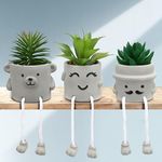 Artigreen 3 Pack Artificial Succulents in Pots,Small Cute Fake Succulent Plant with Hanging Leg,Funny Office Decorations for Home Office Table Desk Living Room Shelves