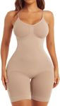 Shelony Women Cotton Lycra Full Body High Compression Body Suit (ED018_Beige_2XL)