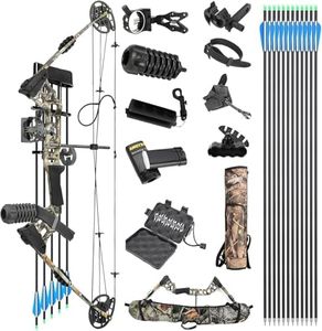Compound Bow Kit, Hunting & Targeting, Gordon's Limb Made in USA, Draw Weight 20-70 lbs Adjustable, Draw Length 24”-29.5",up to IBO 320FPS Speed, Package with Archery Hunting (Camo, Right Hand)