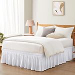 Entisn White Adjustable Bed Skirt for Full & Queen Size Bed - with 14 Inch Tailored Drop, Wrap Around Bed Skirts with Adjustable Elastic Belt for Easy Fitting - Wrinkle & Fade Resistant