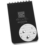 Rite in the Rain Waterproof Paper Universal Pocket Top Wire Bound Spiral Notebook Black 100 Pages 50 Sheets Imperial & Metric Ruler 3 x 5 Inch