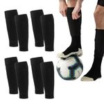 4 Pairs Football Sock Sleeves, Soccer Shin Guards Sleeves, Team Leg Sock Sleeve Cut Football Socks for Football Games Beginner (Black Adult)