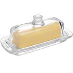 Gusnilo Glass Butter Dish with Lid for Countertop,Glass Butter Dish with Cover,Butter Transparent Tray,Butter Holder Butter Stick Keeper Tray with Lid Butter Keeper Dishwasher Safe