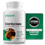 Vitasave Cordyceps Mushroom Capsules [120 Count] - 100% Pure - Ultra Strength 1000mg - Natural Energy and Endurance Support Supplement - Non-GMO, Gluten-Free, and Easy to Take Capsules for Immune Function, Athletes, and Busy Professionals | 60 day supply