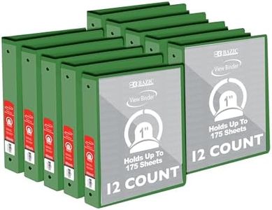 BAZIC Products 3 Ring Binder 1" Economy View Binders Organizer - Green, Round Ring, Hold 175 Sheets Paper, for School Office Home, 12-Count