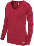 TCA Women’s Elle Long Sleeve V-Neck Running Top - Cerise, Large