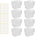 48 Pack Small Cubby Bin Plastic Storage Container Multi Purpose Storage Tubs Assorted Colors Storage Organizer Bins with 120 Pcs Self Adhesive Label for Classroom Office Home Toys Books, White