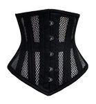 luvsecretlingerie Heavy Duty 18/26 Double Steel Boned Waist Training Satin Underbust Tight Shaper Corset #979, Black Mesh (Short Or Normal Torso-fit Well for 9.45"/24 Cm Torso Length and Above), Medium