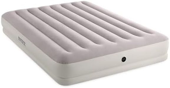 Intex 64179E Dura-Beam Standard Prestige Mid-Rise Air Mattress: Fiber-Tech - Queen Size - Quickfill USB Air Pump - 12in Bed Height - 600lb Weight Capacity