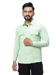 n&j Men's Regular Fit Popcorn Double Pocket Shirt | Casual Shirt for Men | Fancy Shirt for Men's| (Pista) |L|