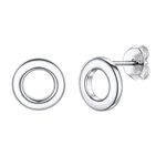 ChicSilver 925 Sterling Silver Stud Earrings for Women, Hypoallergenic White Gold Plated Simple Mini 8MM Circle Round Studs Hypoallergenic Earring for Sensitive Ears Mom Jewelry for Women