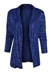 GRASWE Womens Long Sleeve Classic Blazer Cardigan Casual Lightweight Blazer Jacket Navy Blue 2XL