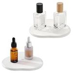 Navaris Diatomaceous Earth Tray Small Set - Trays for Kitchen Soap Bathroom Sink - Water Absorbent Diatomite Pads - Stone Coaster Quick Dry - White