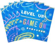 WERNNSAI Video Game Party Napkin Decorations - 50PCS Paper Napkins Disposable Neon Gaming Birthday Napkins Video Game Party Supplies for Kids Boys Game Night Party Baby Shower Blue