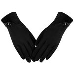 Womens Winter Warm Gloves With Sensitive Touch Screen Texting Fingers, Fleece Lined Windproof Gloves, Black, Medium